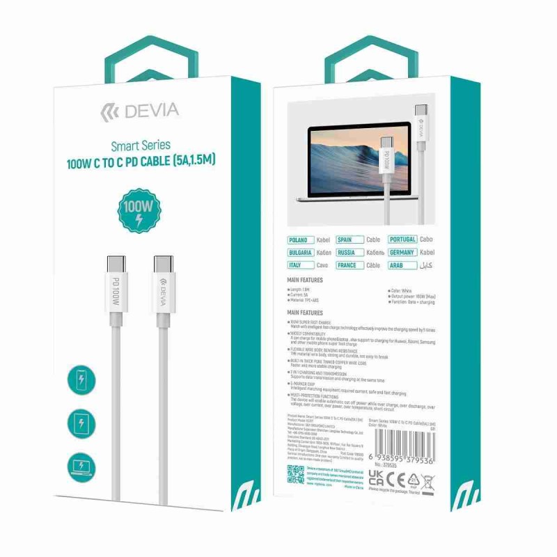 Devia Smart Series 100W C to C PD Cable 1.5m