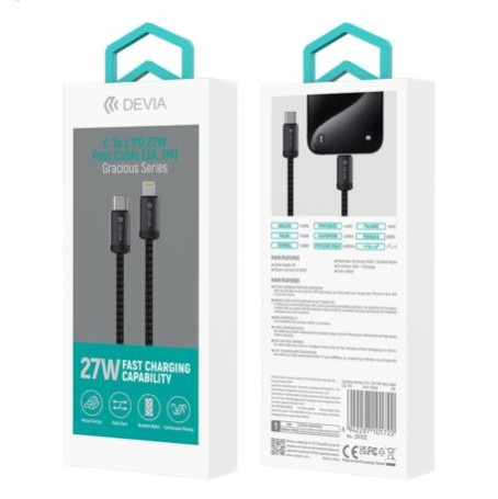 Devia Gracious Series C to L PD 27W Fast Cable 1m Black