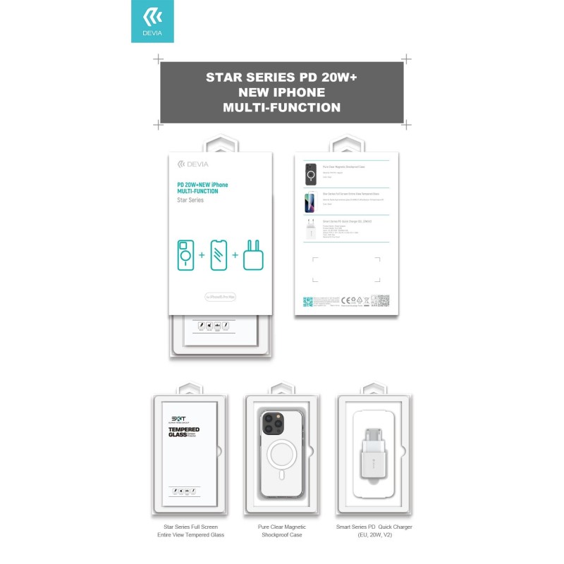 Devia iPhone 15 Pro Cover + Screen Protector + 30W Charger Bundle