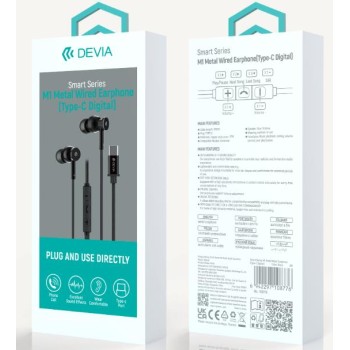 Devia Smart Series Wired Type-C Earphone Black