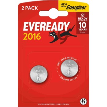 Eveready Lithium CR2016 Button Cell Batteries 2-Pack