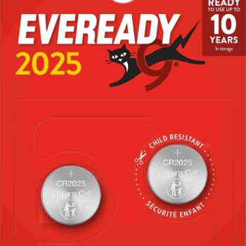 Eveready Lithium CR2025 Button Cell Batteries 2-Pack