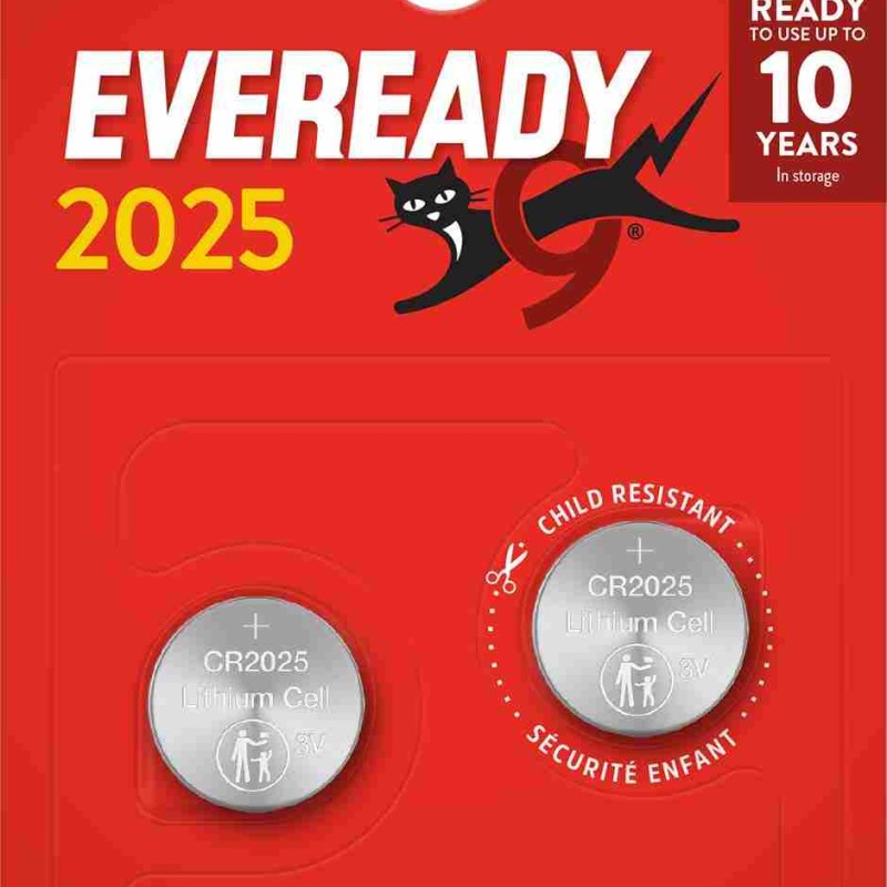 Eveready Lithium CR2025 Button Cell Batteries 2-Pack