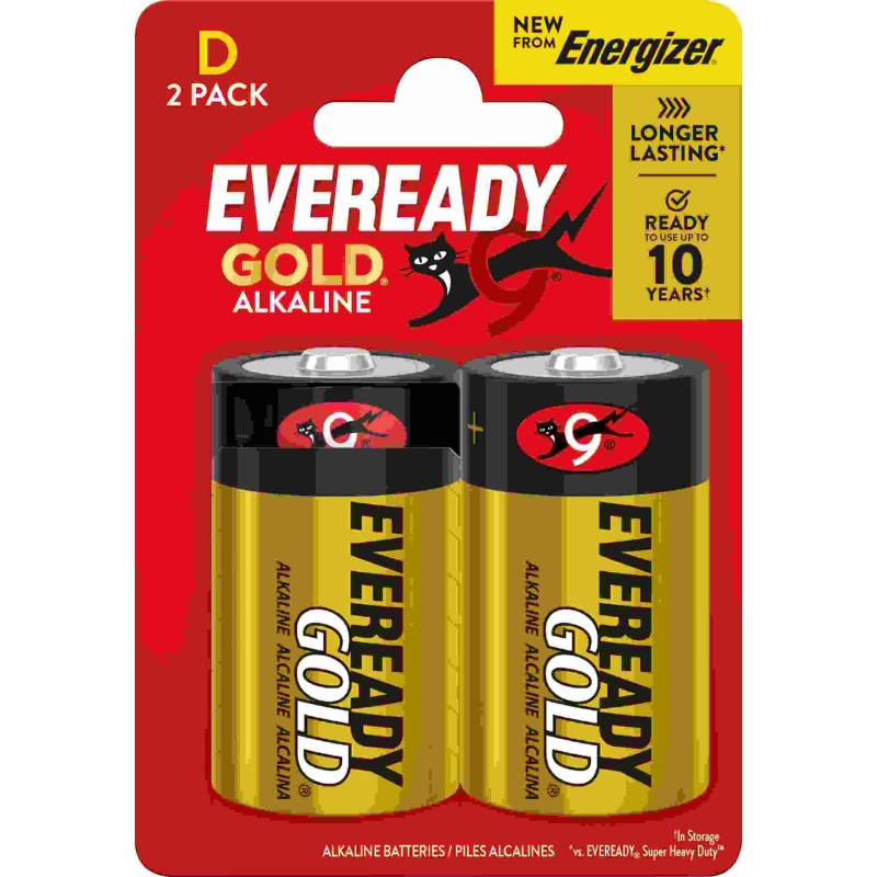 Eveready Gold D Alkaline Batteries 2-Pack