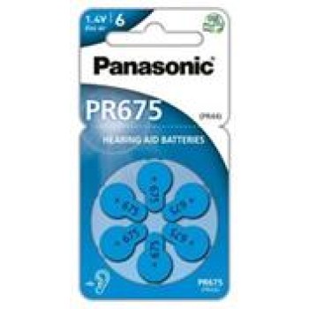 Panasonic PR675 Zinc Air Hearing Aid Batteries 6 Pack