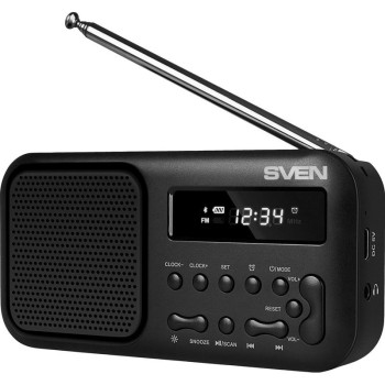 Sven Portable radio with LED display Bluetooth Built-in clock Headphone jack