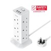 Tessan 12 Way Socket Tower with 2 USB-A & 1 USB-C UK PLUG