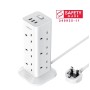 Tessan 12 Way Socket Tower with 2 USB-A & 1 USB-C UK PLUG