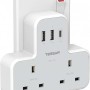 Tessan 2-Gang UK Wall Charger 2 USB-A, 1 USB-C 13A