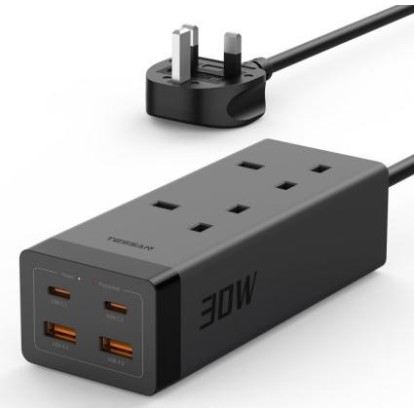 Tessan 2 AC 4-Port Charger 30W PD with 2m Cable
