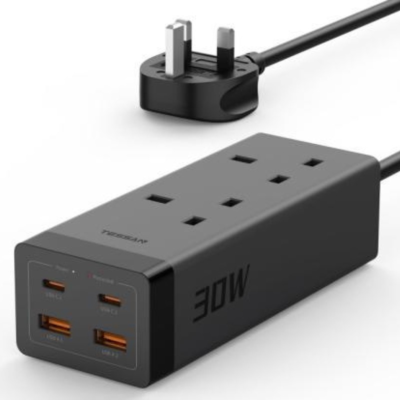 Tessan 2 AC 4-Port Charger 30W PD with 2m Cable