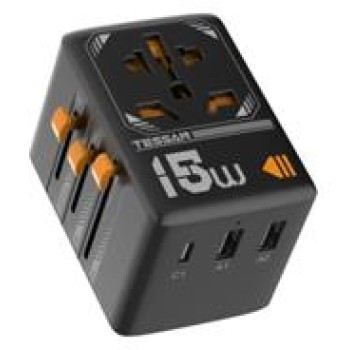 Tessan  15W International Travel Plug Adapter with 2USB-A and 1 USB-C
