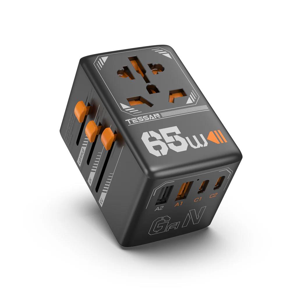 Tessan Universal 65W International Travel Adapter Black