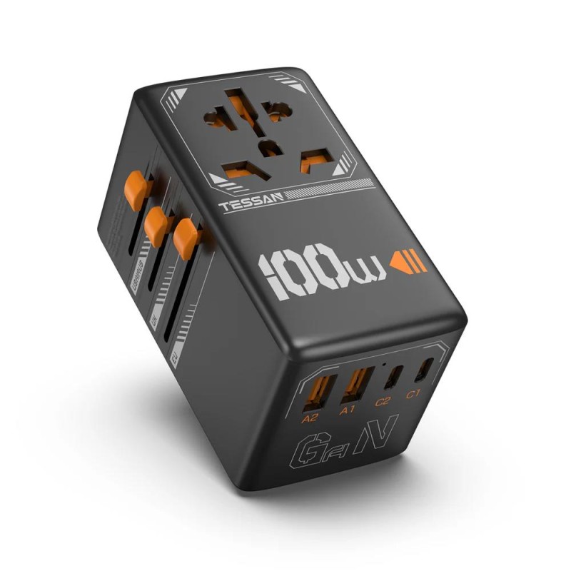 Tessan Universal 100W International Travel Adapter Black