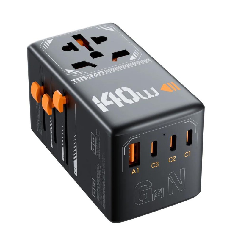 Tessan 140W GaN Universal Travel Adapter Black