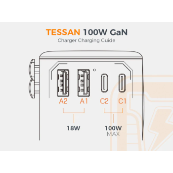 Tessan Universal 100W International Travel Adapter Black