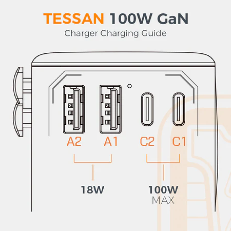 Tessan Universal 100W International Travel Adapter Black