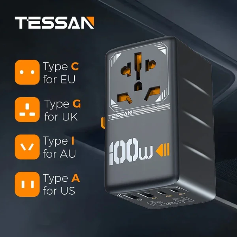 Tessan Universal 100W International Travel Adapter Black