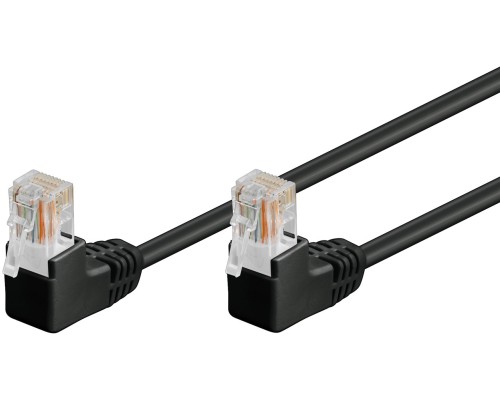 CAT 5e Patch Cable 2x 90° Angled, U/UTP, black