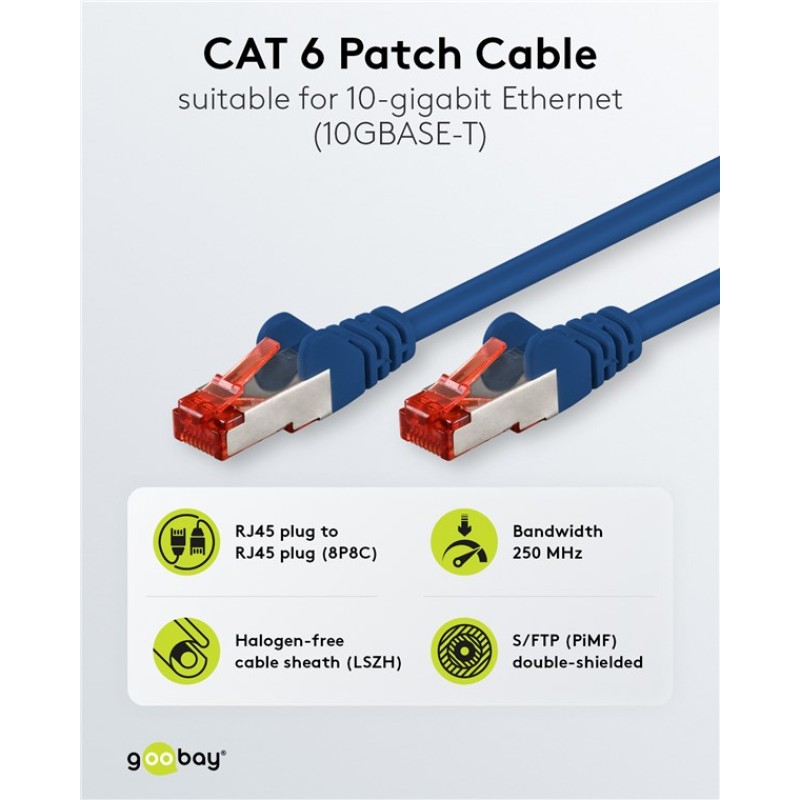 Goobay Cat6 Ethernet Cable 1m Blue