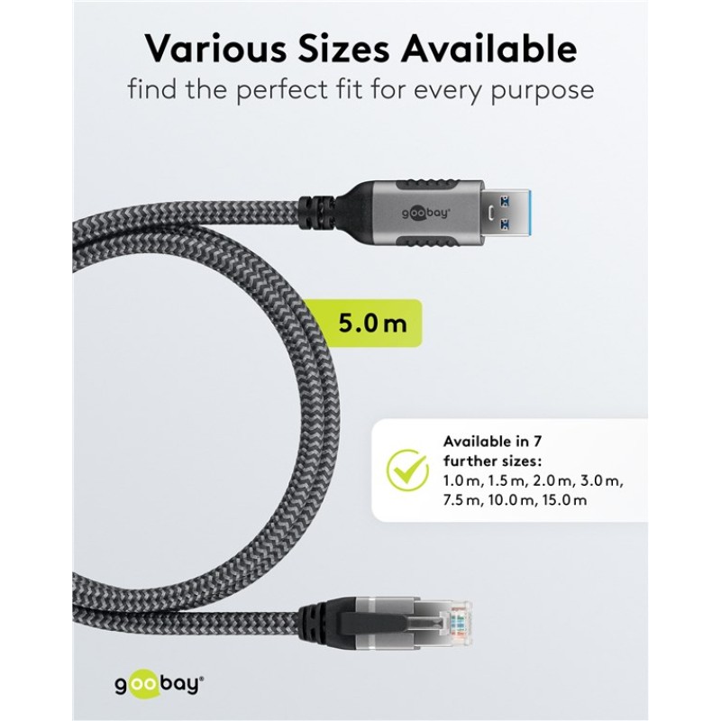 Goobay USB-C 3.0 to RJ45 Ethernet Cable 5m