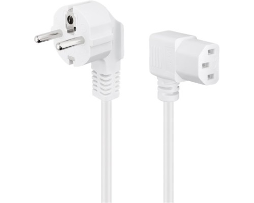 Angled IEC Cord on Both Sides, 2 m, White