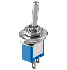 Subminiature Toggle Switch, ON - OFF, 2 Pins, Blue Housing