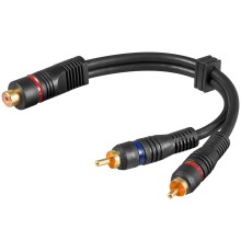 Audio Y Adapter Cable, 1x RCA Female to Stereo RCA Male, OFC, Double-shielded