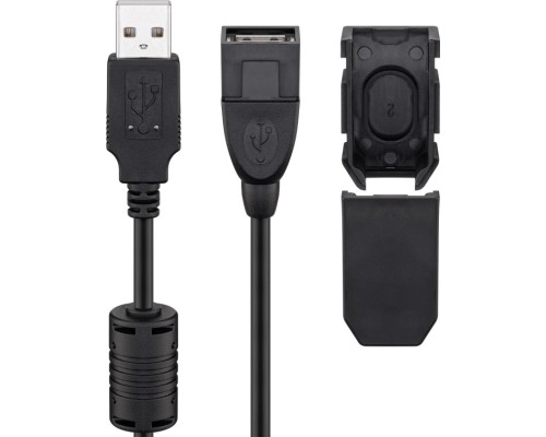 USB 2.0 Hi-Speed Extension Cable with Securing Clip, black