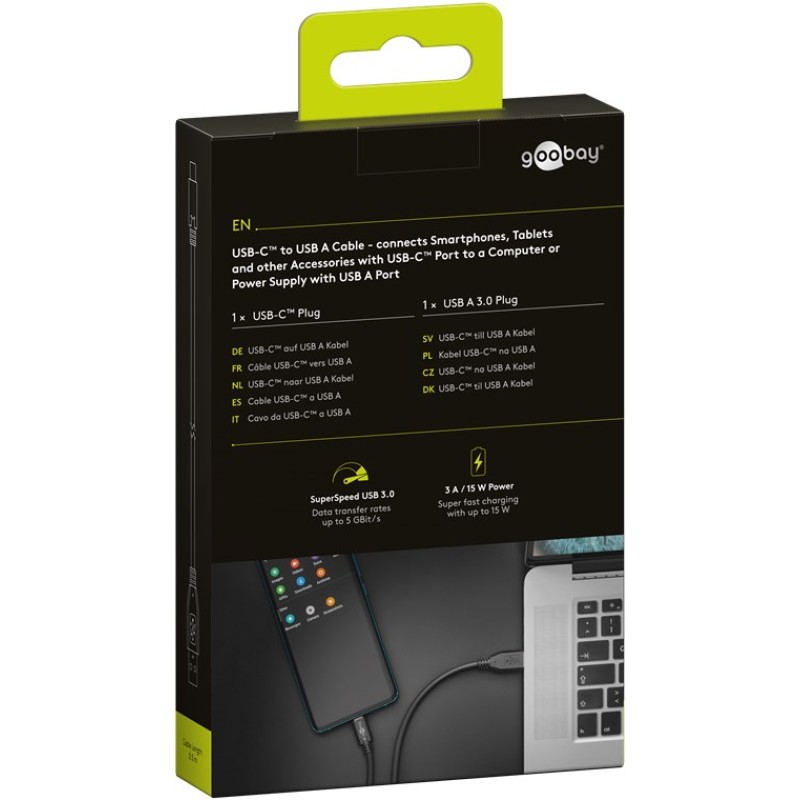 Goobay USB-C to USB-A Cable 0.5m Black