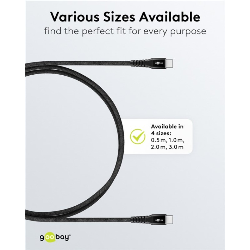 Goobay USB-C 3m Textile Cable Black