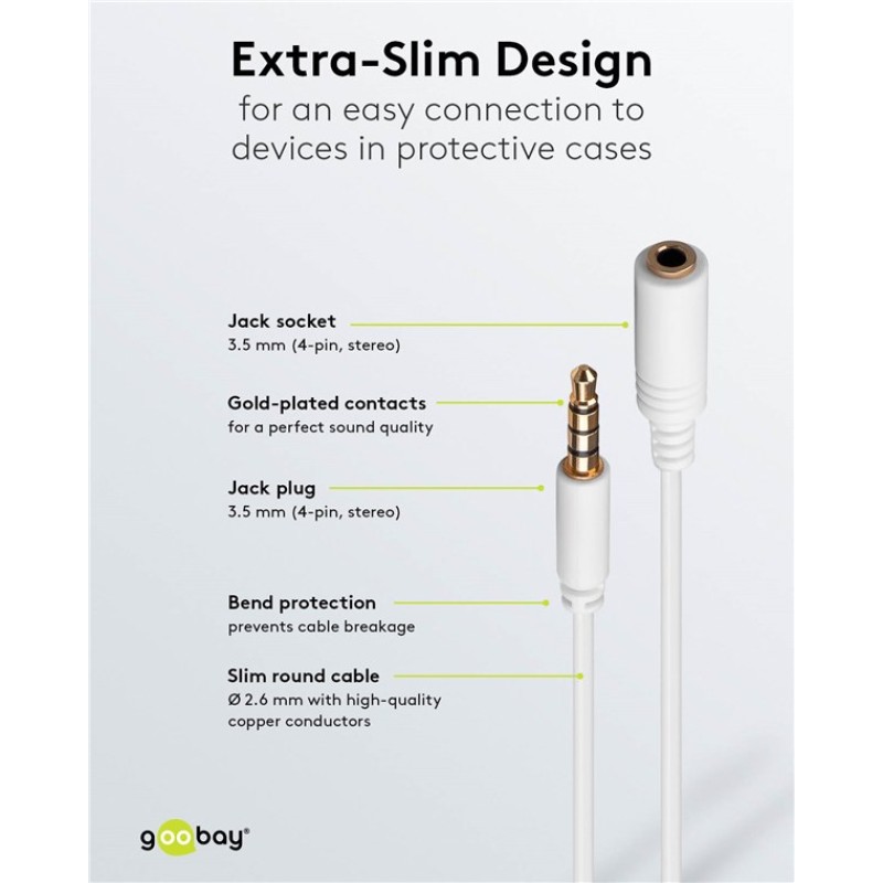 Goobay 4-Pin Headphone Audio Extension Cable