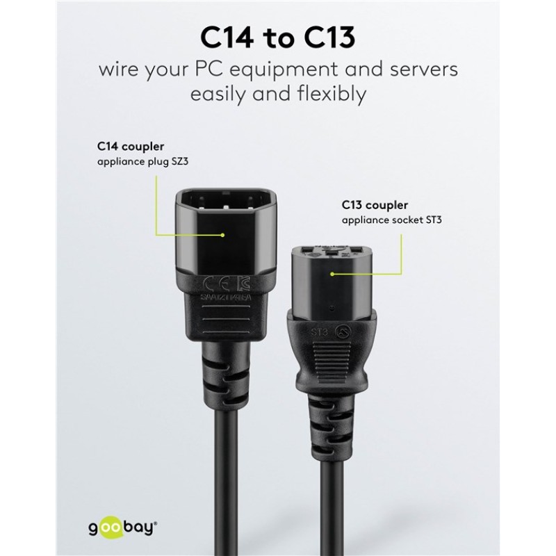Goobay C13 to C14 Power Cord