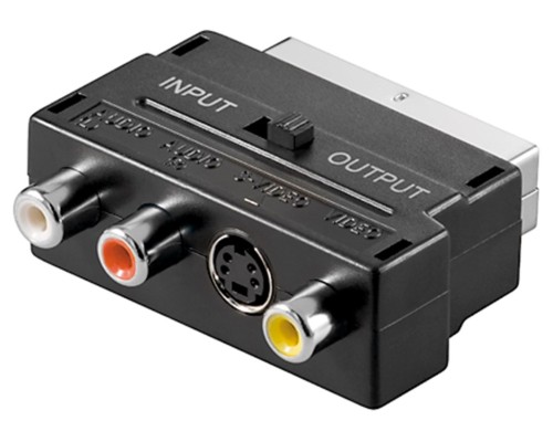 SCART to Composite Audio/Video and S-Video Adapter, IN/OUT