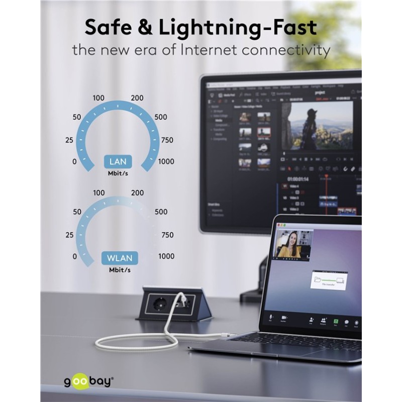 Goobay USB-C 3.1 to RJ45 Ethernet Cable 1m
