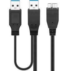 USB 3.0 Dual Power SuperSpeed Cable, Black