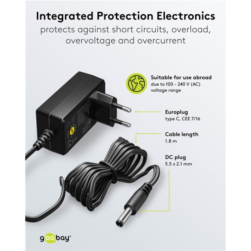 Goobay Universal Power Supply 3V-12V 27W Max