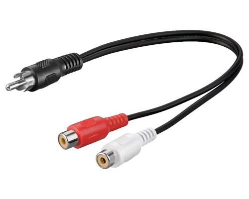 Audio Y Cable Adapter, RCA Male to Stereo RCA Female