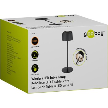 Goobay Wireless LED Table Lamp, Size S, 25 cm, black