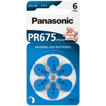 Panasonic PR675 Zinc Air Hearing Aid Batteries 6 Pack