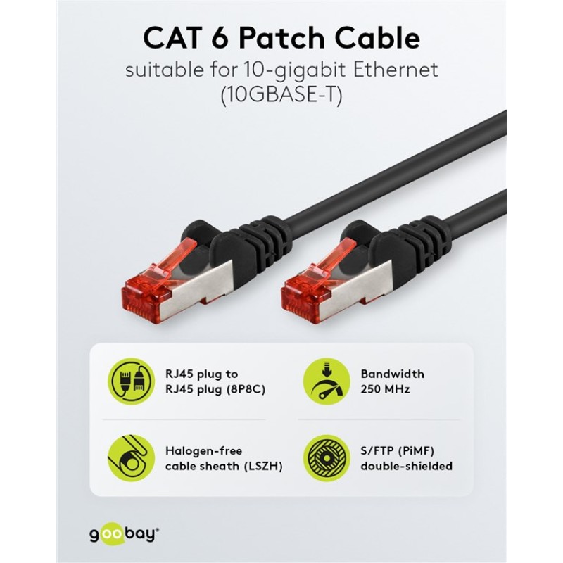 Goobay Cat6 Ethernet Cable 0.25m Black