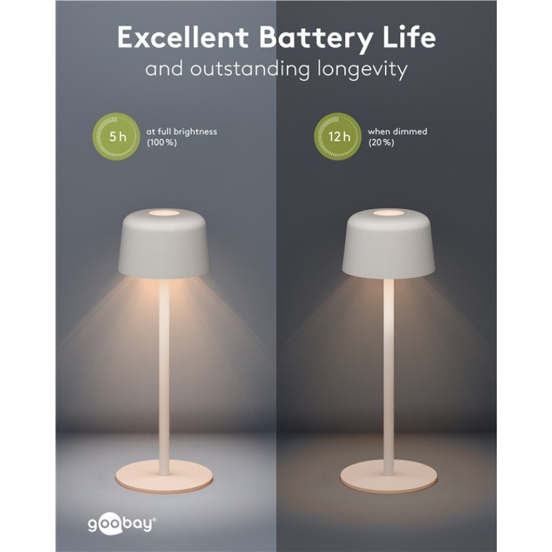 Goobay Wireless LED Table Lamp, Size S, 25 cm, white