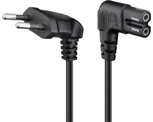 Connection Cable Euro Plug Angled at Both Ends, 2 m, Black