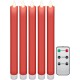 Set of 5 Red LED Real Wax Rod Candles, incl. Remote Control