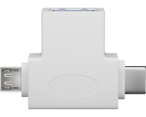 USB-A to USB 2.0 Micro-B T-Adapter (USB A 2.0), White