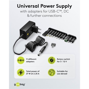 Goobay Universal Power Supply 3V-12V 27W Max