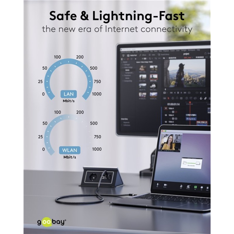 Goobay USB-C 3.0 to RJ45 Ethernet Cable 5m