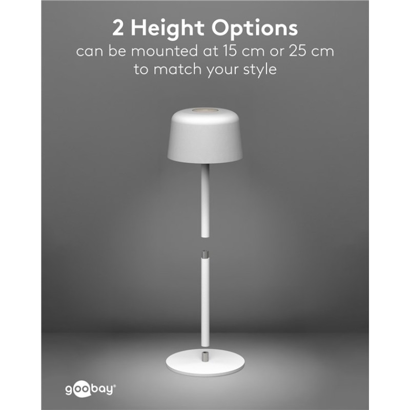 Goobay Wireless LED Table Lamp, Size S, 25 cm, white