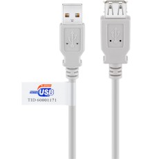 USB 2.0 Hi-Speed Extension Cable with USB Certificate, Grey