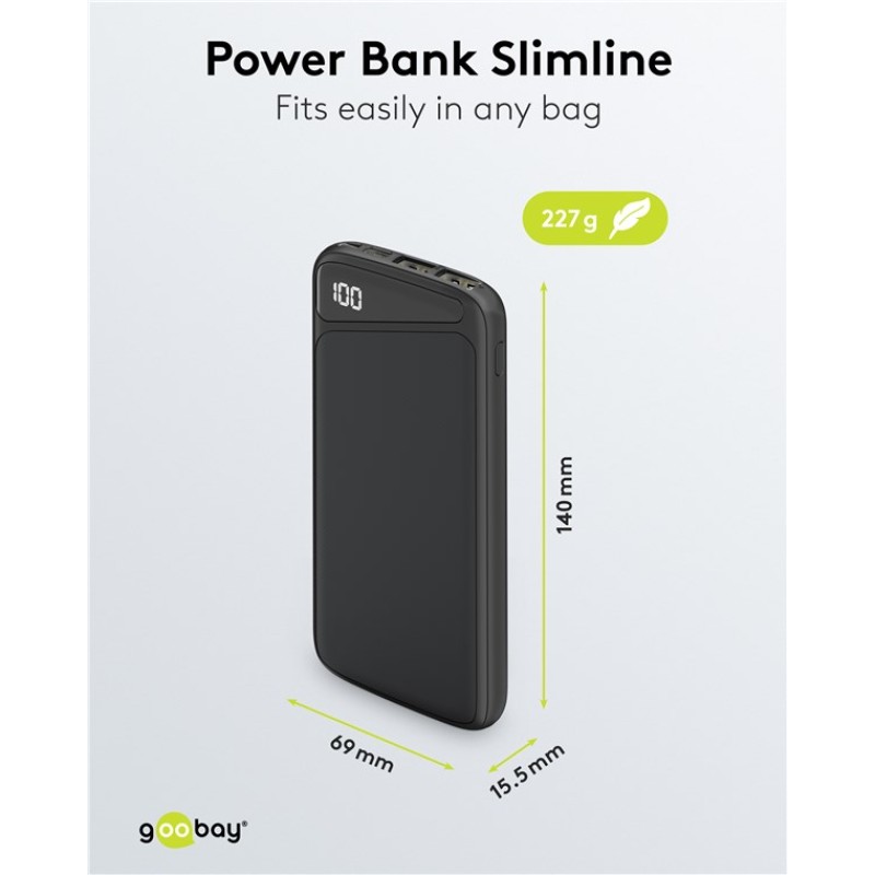 Goobay Power Bank Slimline 10,000 mAh